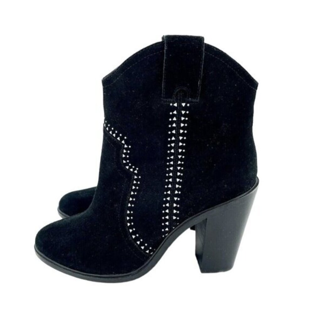 Joie Monte Black Suede Leather Studded Ankle Booties SZ 38 EU New
